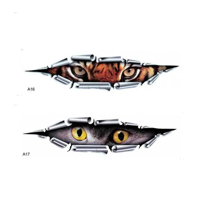 35cm 3D car bumper sticker with tiger eye and eagle eye patterns on transparent PVC material