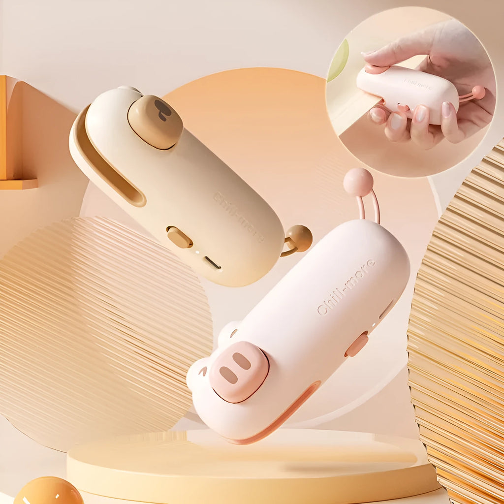 Portable rechargeable mini bag sealer in coffee bear design with USB Type-C charging, for sealing plastic snack bags