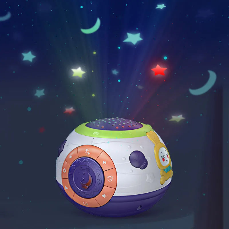 White plastic starry sky night light projector for children with three colour modes and music