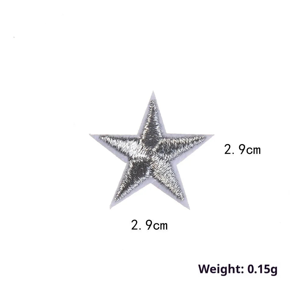 Colourful five-pointed star cloth embroidery labels for DIY clothing decoration.