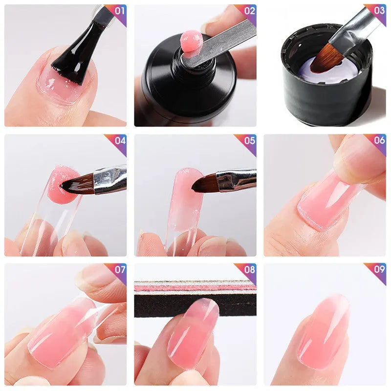 15ml multi-color mixed solid builder gel for nail extensions with LED and UV cure options