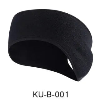 Fleece lined sports headband with ponytail opening, contour fit, one size, available in black