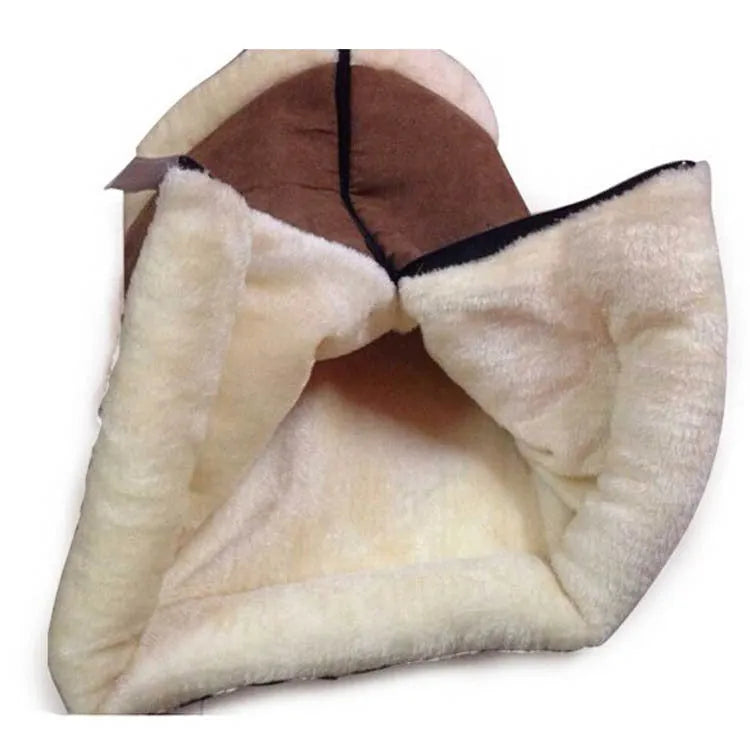 Brown cat tunnel with suede and plush fabric, 90x57cm, featuring built-in ringing paper for rustling sound