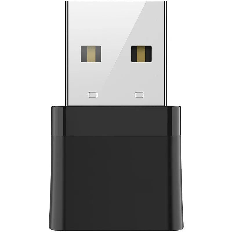 Black two-in-one USB WiFi Bluetooth adapter with nickel-plated connector for desktop and laptop