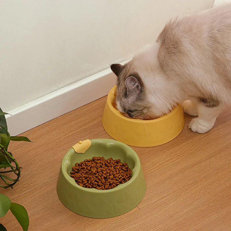 Green plastic double pet bowl feeder for dogs and cats on a white background