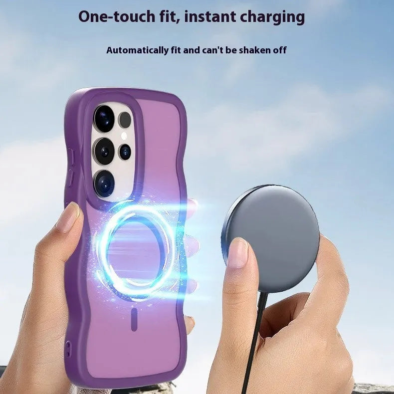 Two-in-one magnetic phone case for Samsung S24 Ultra in gray with TPU PC construction