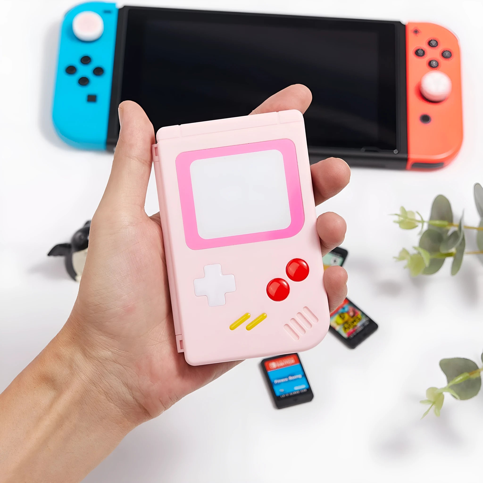 Compact pink Nintendo Switch game card storage box for SWITCH OLED and LITE consoles