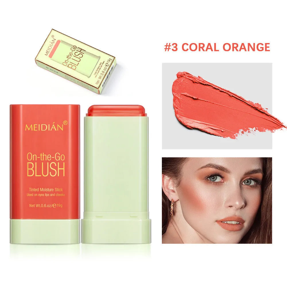 High-gloss portable solid blush cream in compact, 19g, available in 3 colours