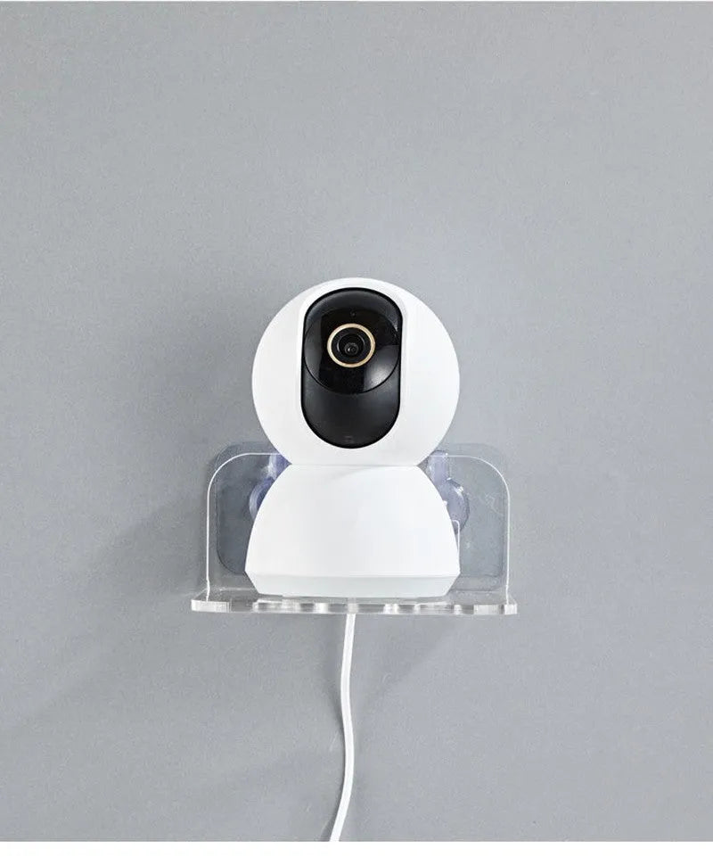 Acrylic right-angle camera wall mount for no-drill installation in black finish