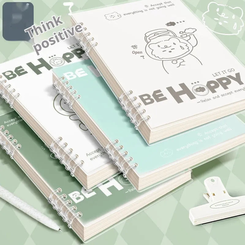 Loose spiral notebook with detachable coil in A4 size, simple fresh design, frosted cover