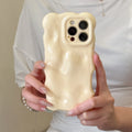 Solid colour wave shell TPU phone case in cream yellow for iPhone 14 Pro