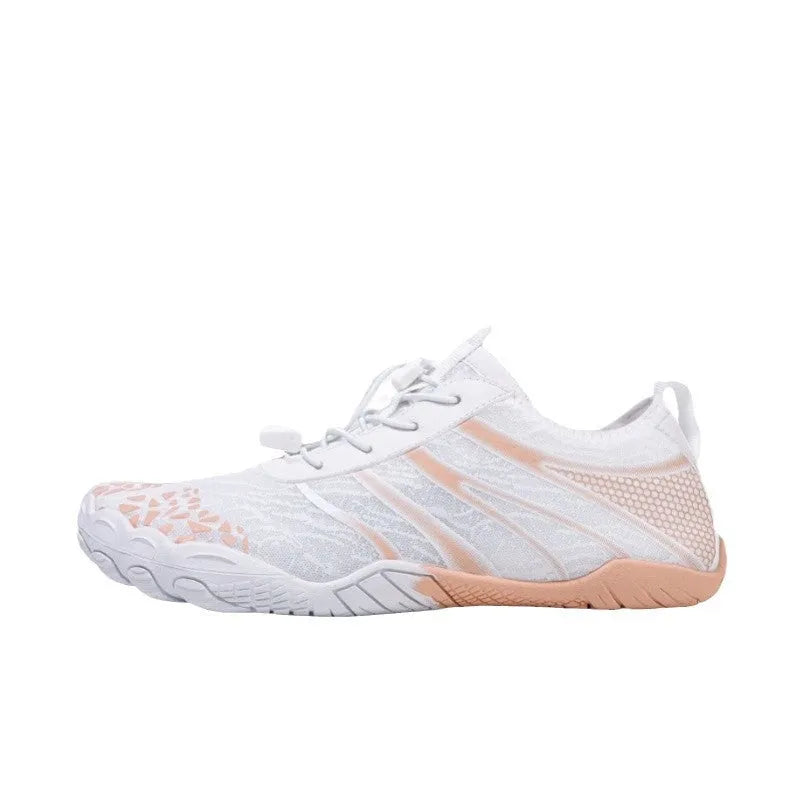 Casual unisex beach running shoes with a Lycra stretch fabric upper, shown in A826 Beige colour.
