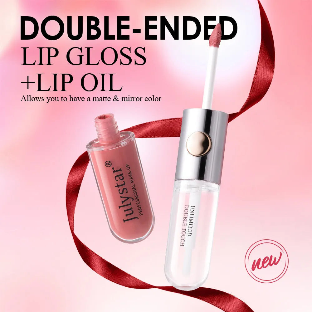 Women's long-lasting moisturising lip gloss in 6ml tube showing available colour styles