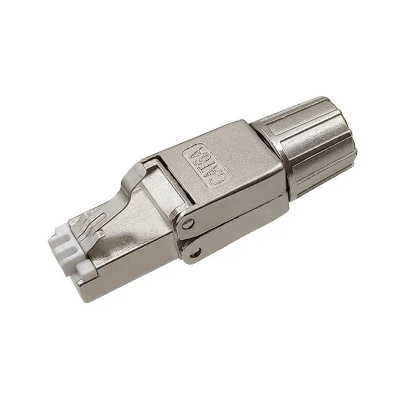 CAT6A metal shrapnel shielded modular plug 74x14.5x11.5mm silver metal crystal head for network cables