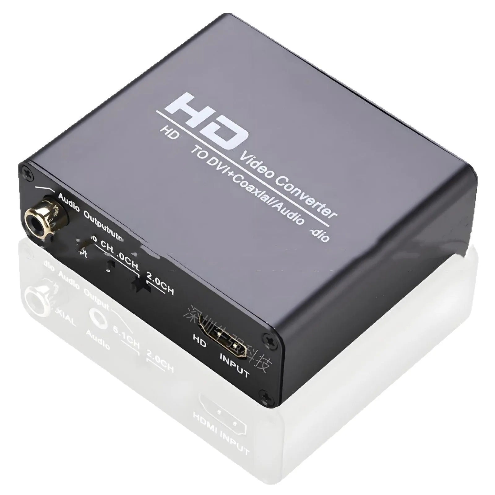 Black HDMI to DVI converter with coaxial audio output and 1.5 metre cable for safety monitor applications