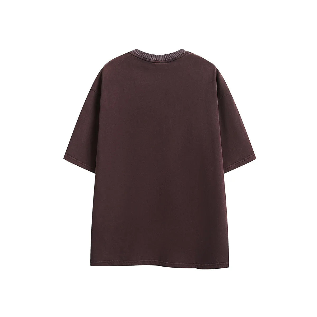 Retro loose fit embroidered t-shirt in washed cotton fabric available in purple or black colours