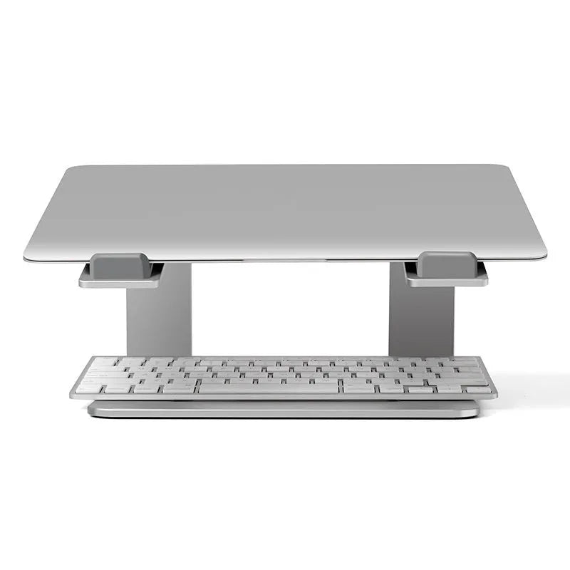 Black aluminium alloy laptop stand measuring 29.9 x 25.8 x 18.5 cm for 13-17 inch notebooks