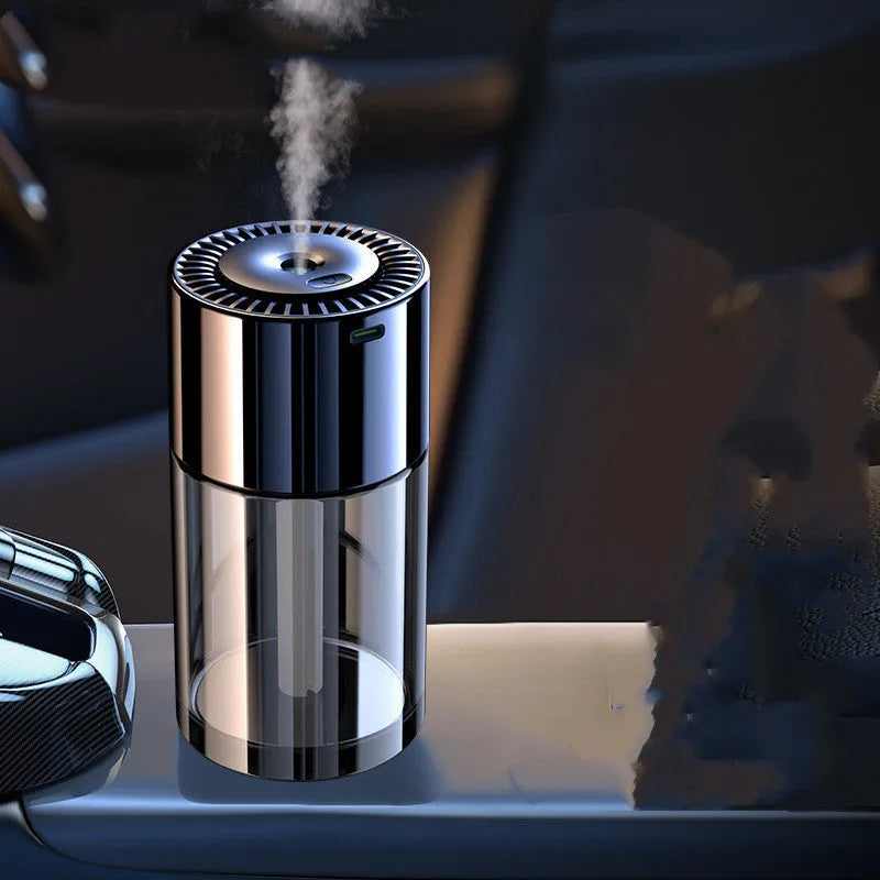 Plug-in USB perfume humidifier with glass seat in Classic Ocean aroma, 12.7cm tall.