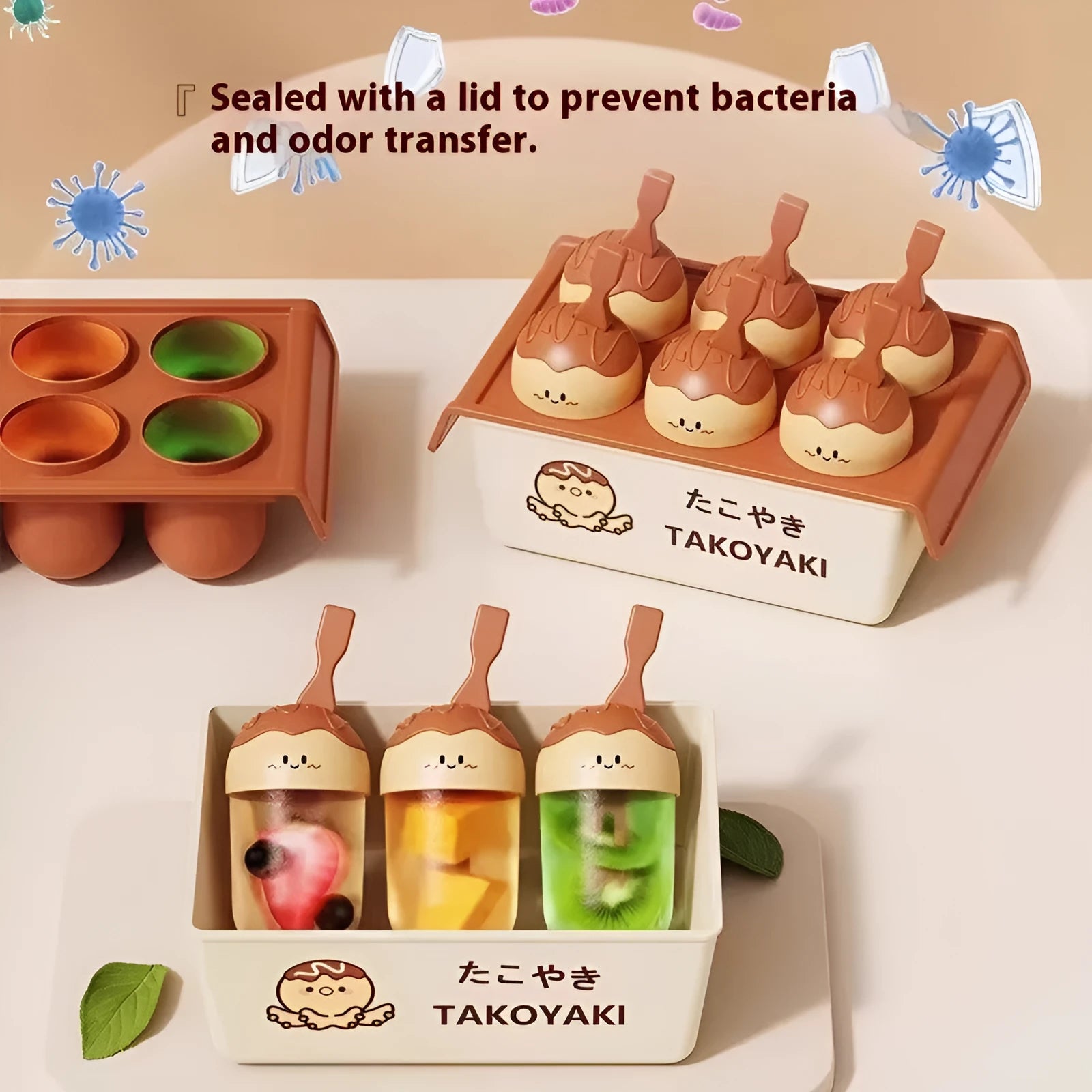 Plastic octopus ball ice cream mould for homemade frozen desserts