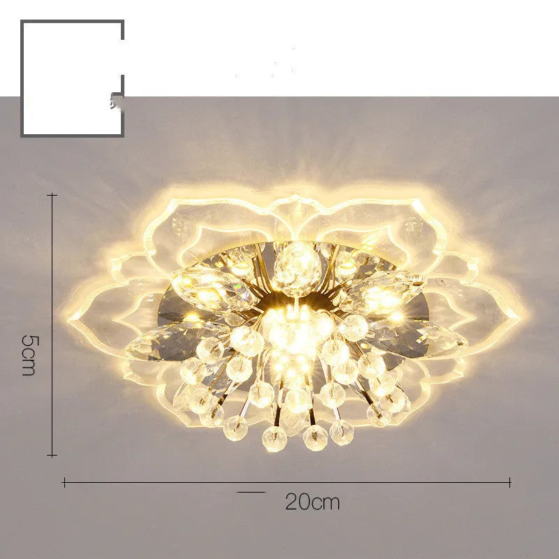 Modern crystal and acrylic ceiling lamp with flower-shaped design and LED light source for residential lighting