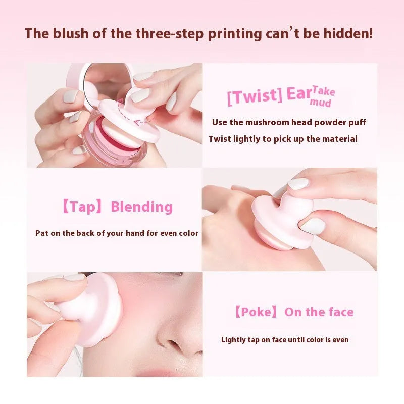 Blush mud swelling contractive colour shimmer powder blusher in nude colour scheme with monochrome format
