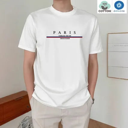 Men's heavyweight cotton short-sleeved t-shirt with letter printing in loose casual fit