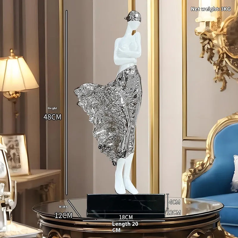 48cm tall light luxury beauty character sculptured ornament in modern simplicity design