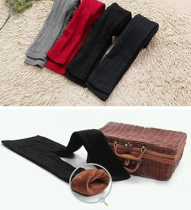 Children warm winter leggings in thick cotton, elastic waist, available in Bordeaux red, navy blue, black, gray, sizes 90-140cm for girls 2-10 years