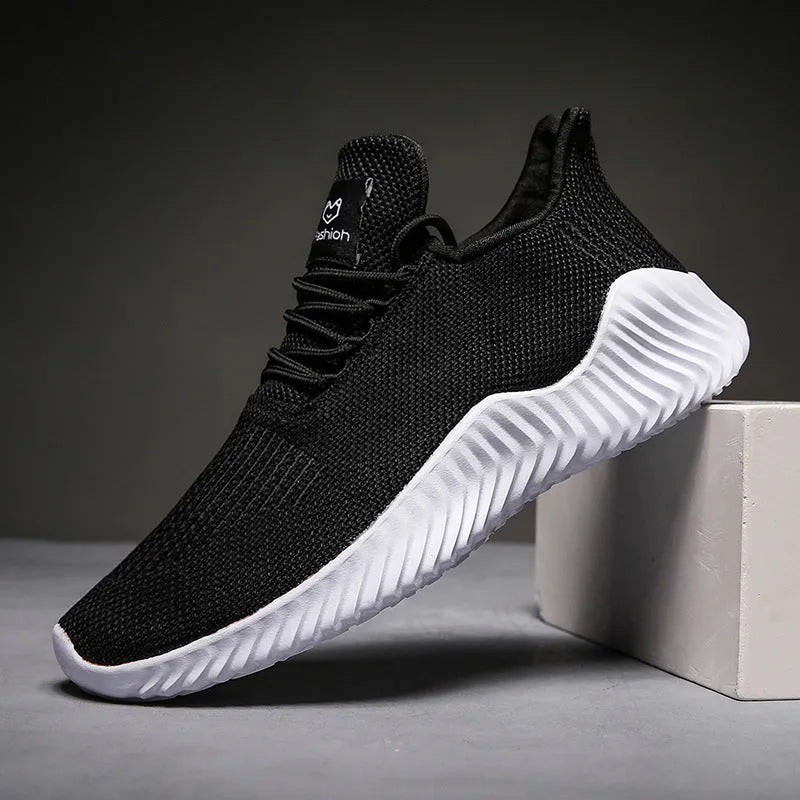 Living Passion Runners low top air cushion running shoes in black with net layer cloth surface