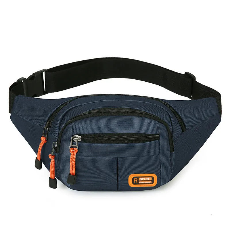 Black waterproof slanted chest bag made of nylon with polyester lining