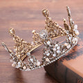 Gold rhinestone alloy headband with Korean-style flower design for wedding bridal hair