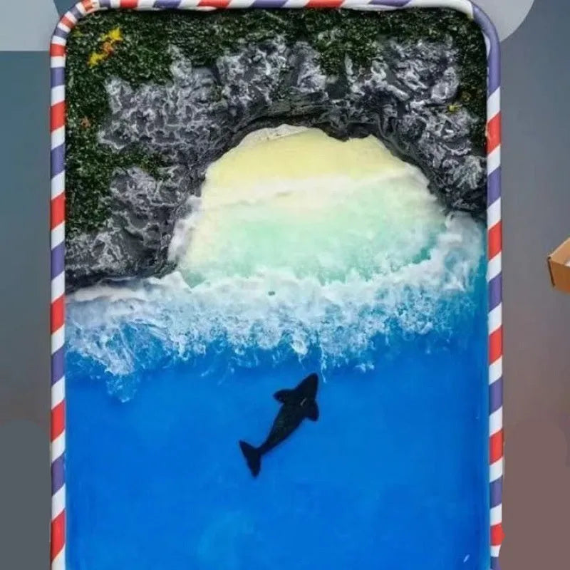 DIY marine landscape handmade ornament with bamboo peninsula iron box design