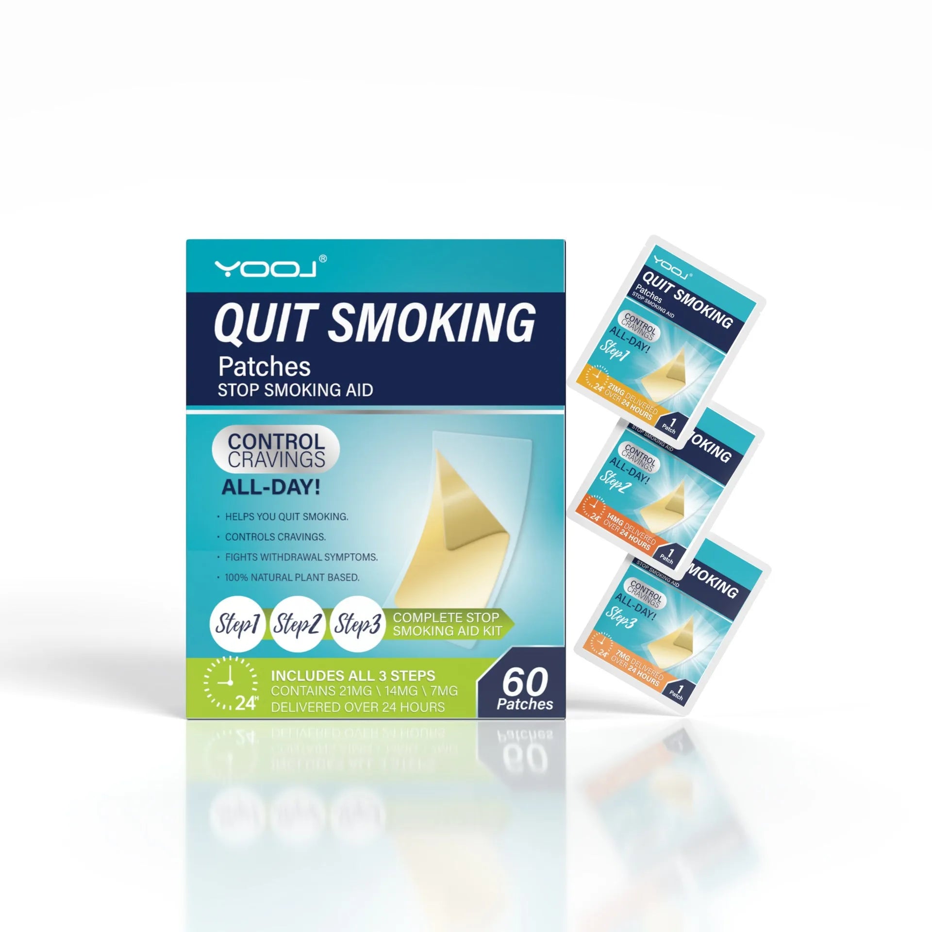 Plant extract nicotine patches in 30-piece box for smoking cessation with herbal formula