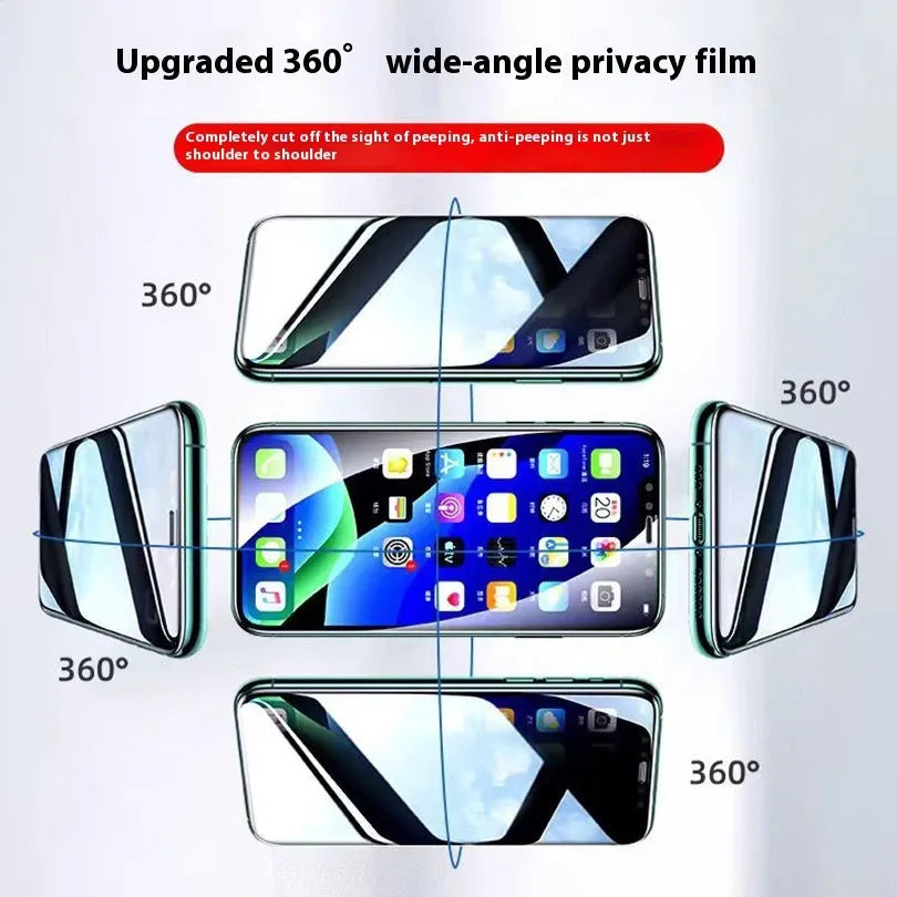 360 degree peep-proof TPU screen protector for iPhone 16, blue light frosted finish, privacy soft film