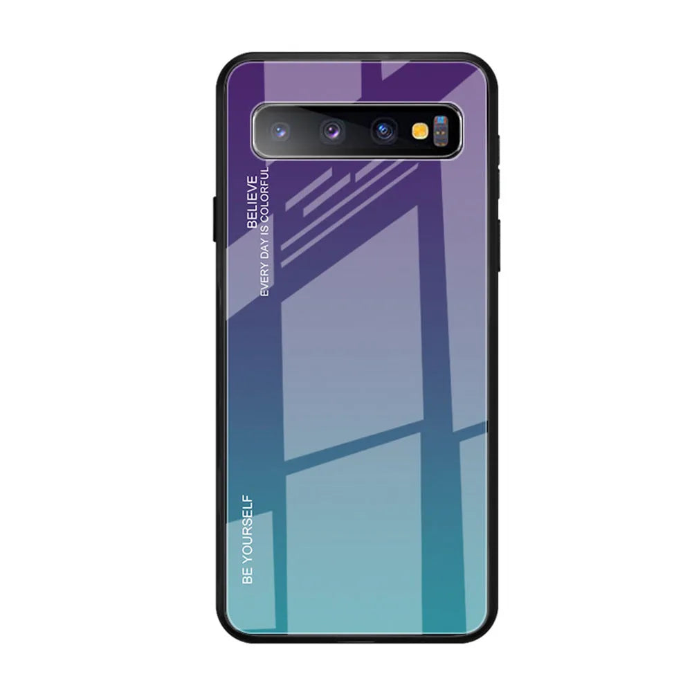 Gradient glass phone case for Samsung with TPU bumper and tempered glass back in colour 01style