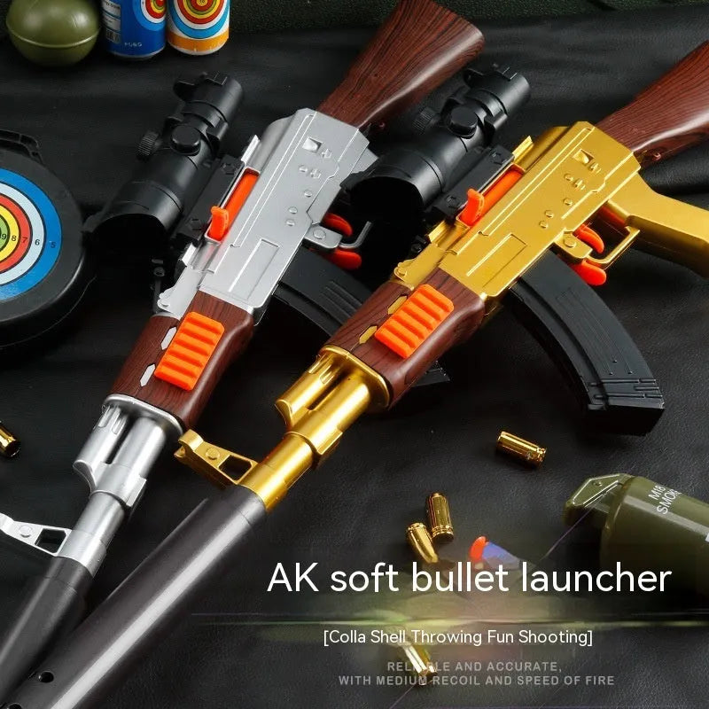 Children's toy soft bullet gun in Silver colour with plastic construction and soft darts