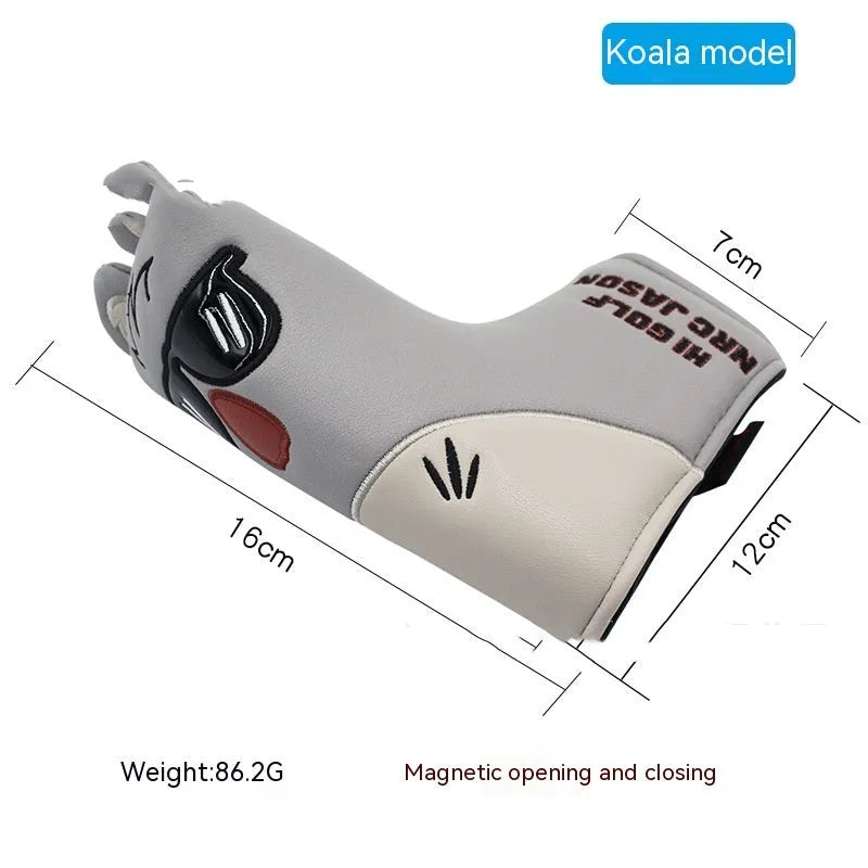 Golf straight bar putter sleeve in a selection of colourful designs with PU waterproof outer and fleece lining.