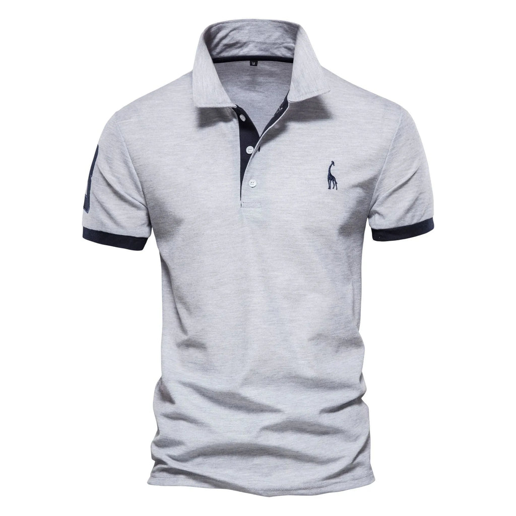 Men's slim fit short sleeve T-shirt with detailed deer embroidery on chest