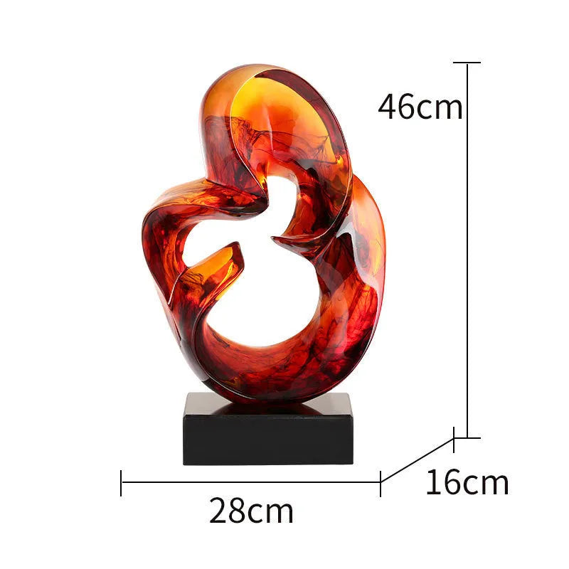 Transparent resin craft ornament in modern minimalist style available in blue or orange red colour