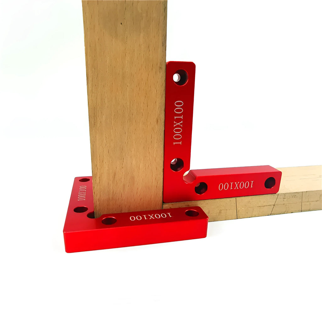 Aluminium alloy right angle positioning block for clamping a woodworking jigsaw.