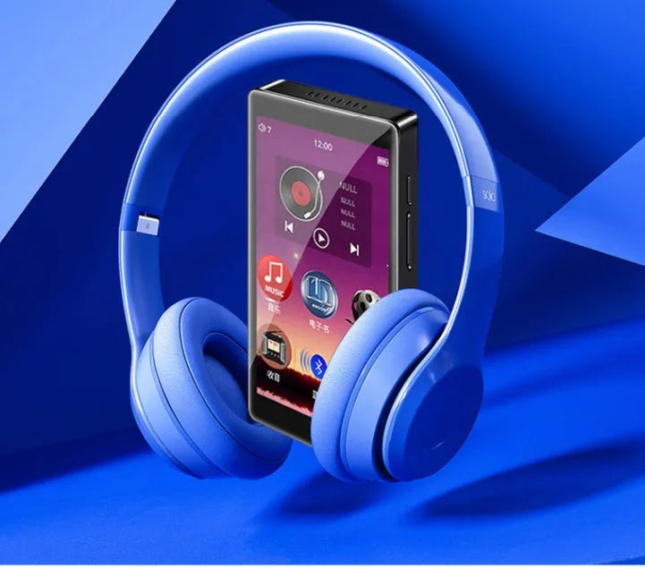 Black Ruizu H1 slim MP4 player with 4-inch touch screen showing media playback interface.