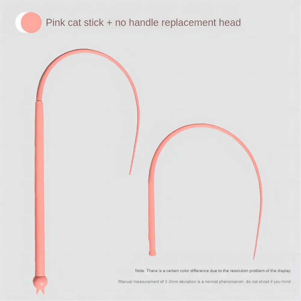 Blue cat teasing stick with 80cm silicone tail and cat head design for interactive feline play