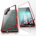 Peep-proof magnetic mirror phone case for Samsung S24 Ultra in black metal construction