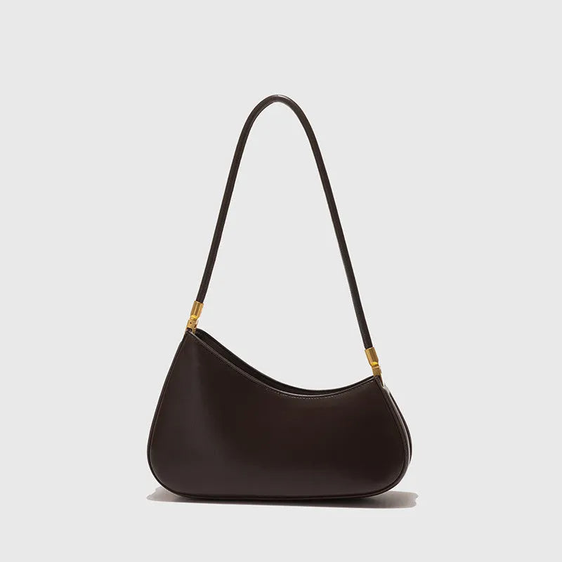 Women's retro oval underarm bag in PU with single strap and internal zip compartment, shown in multiple colour options