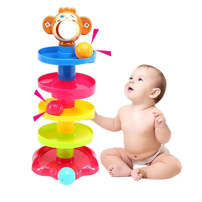 Puzzle rolling ball music toy for babies 0-1 year, stacked design, colour as shown, 17x18x40.5cm