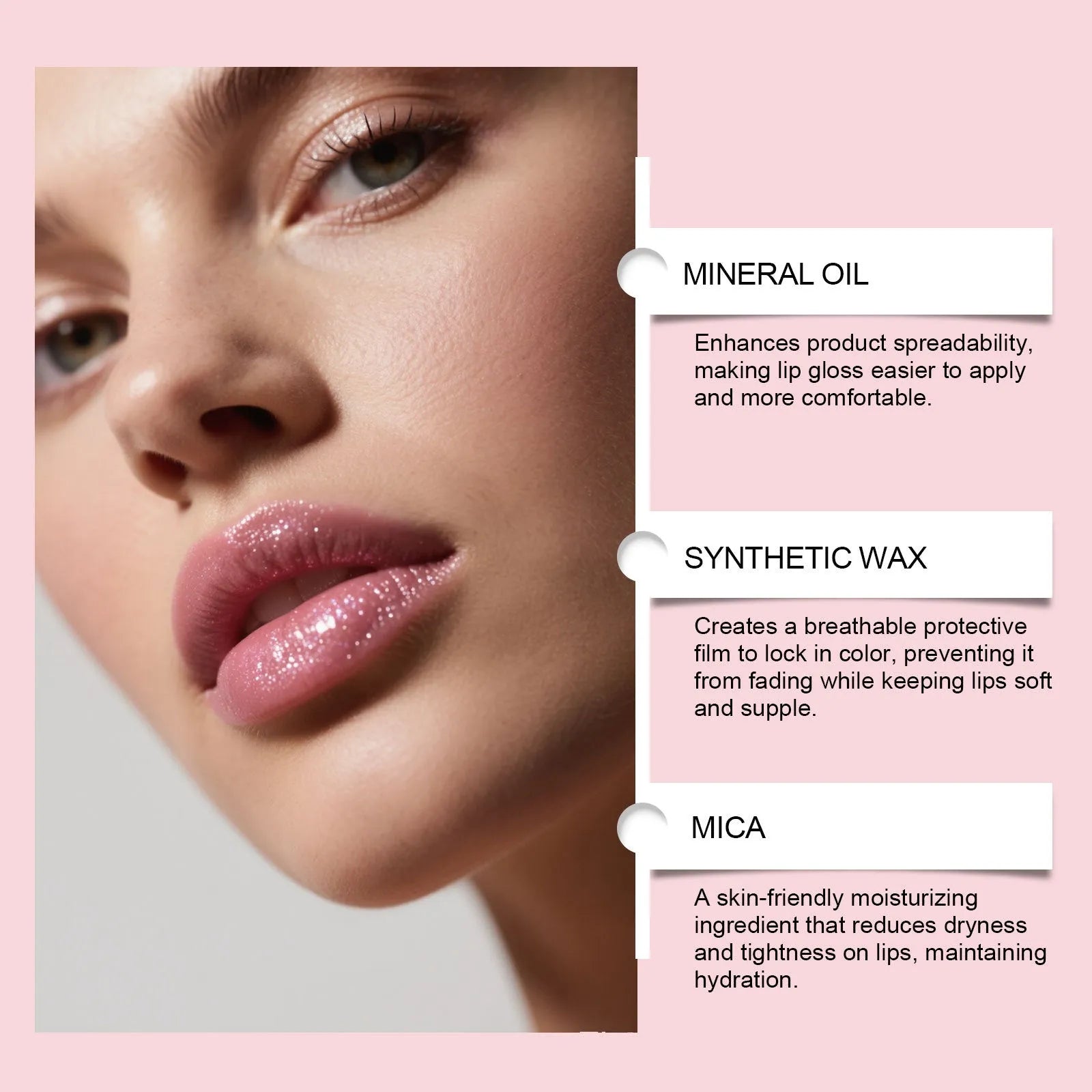 Moisturising fine glitter lip gloss 3g tube with shimmer and Vitamin E