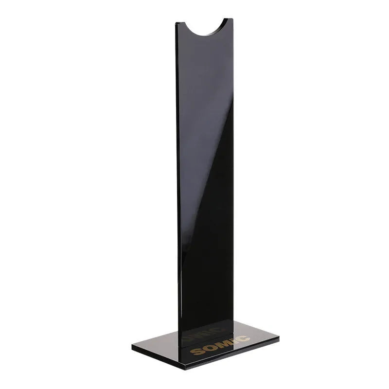 Detachable headphone stand with non-slip base in black colour showing headset storage