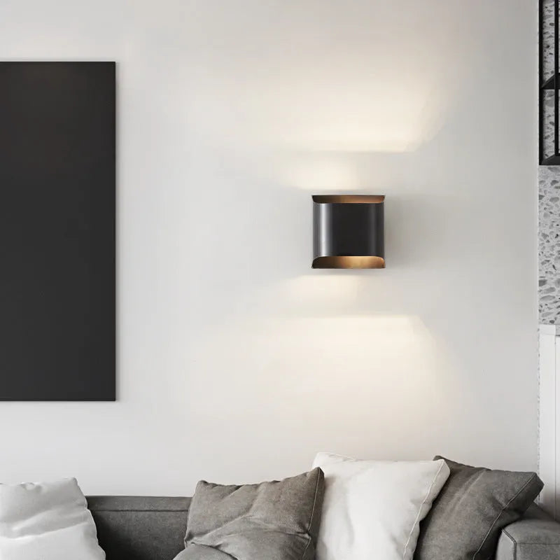 Minimalist black copper wall lamp for bedroom bedside with modern simplicity design