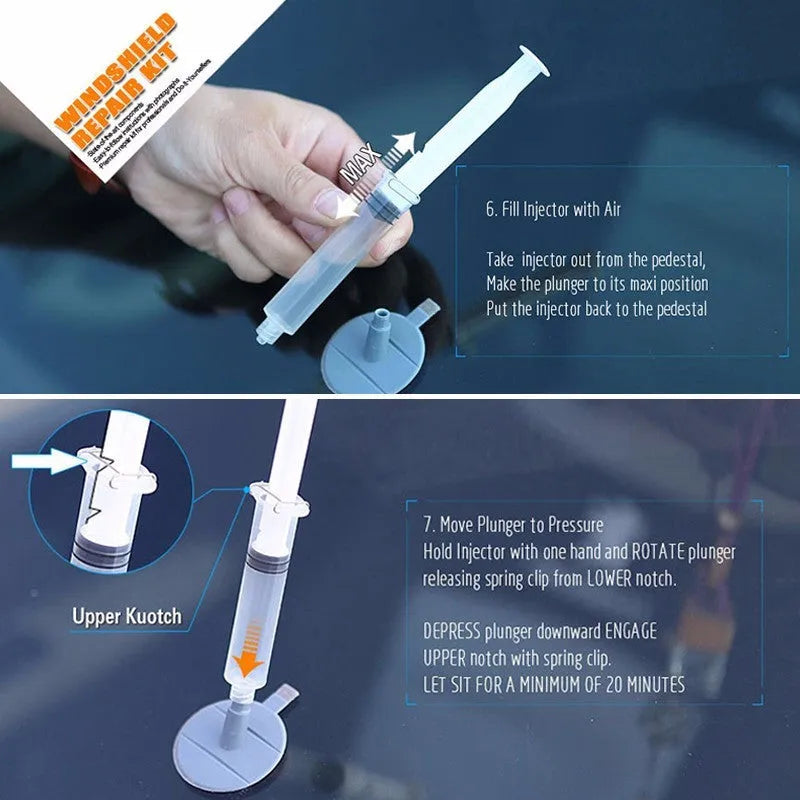 Sikeo DIY Car Windshield Repair Kit tool with plastic and rubber parts for laminated glass repair