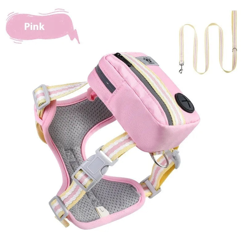 Explosion-proof anti-strangulation dog harness with traction rope in Oxford cloth